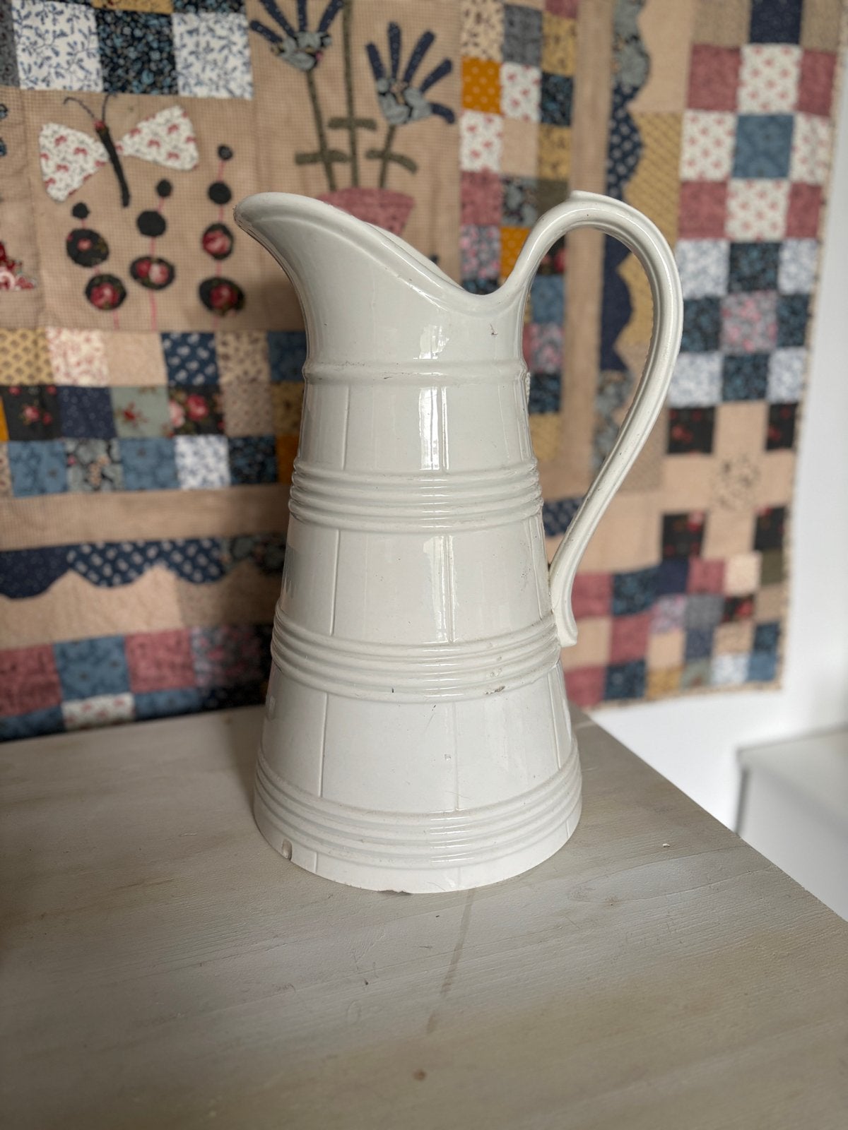 Antieke witte aardewerken kan - Brocante stijl, Ophalen of Verzenden