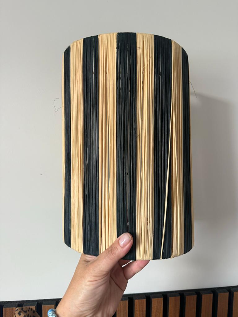 Handgemaakte Raffia Wandlamp Marrakech Zwart Gestreept, Ophalen of Verzenden, Nieuw