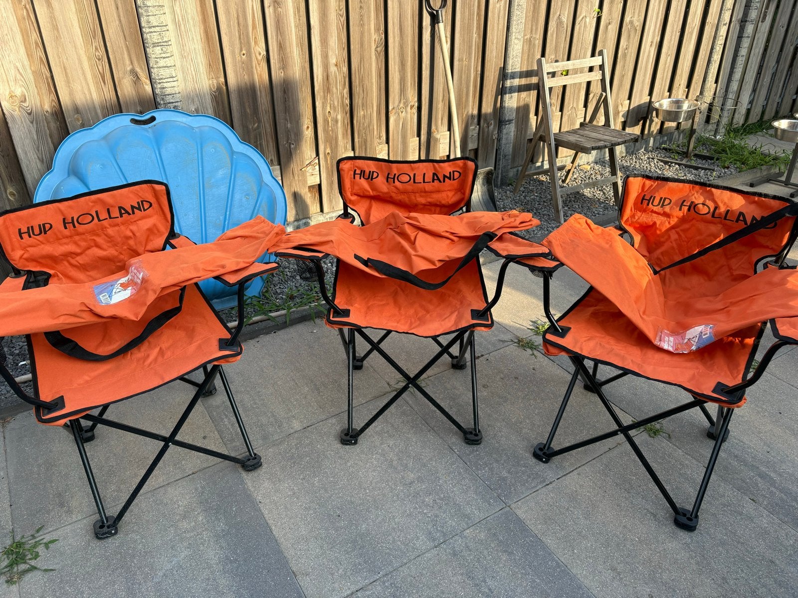 3x Hup Holland Oranje Campingstoelen - Opvouwbaar, Ophalen, Gebruikt, Campingstoel