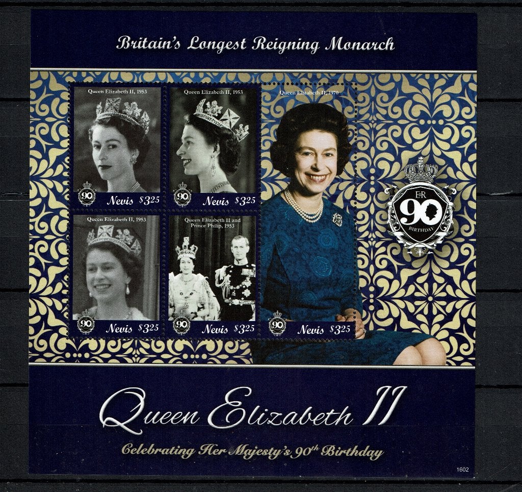 nevis 2016 pf blok queen elizabeth roylty koningshuis 2, Ophalen of Verzenden, Postfris, Koningshuis