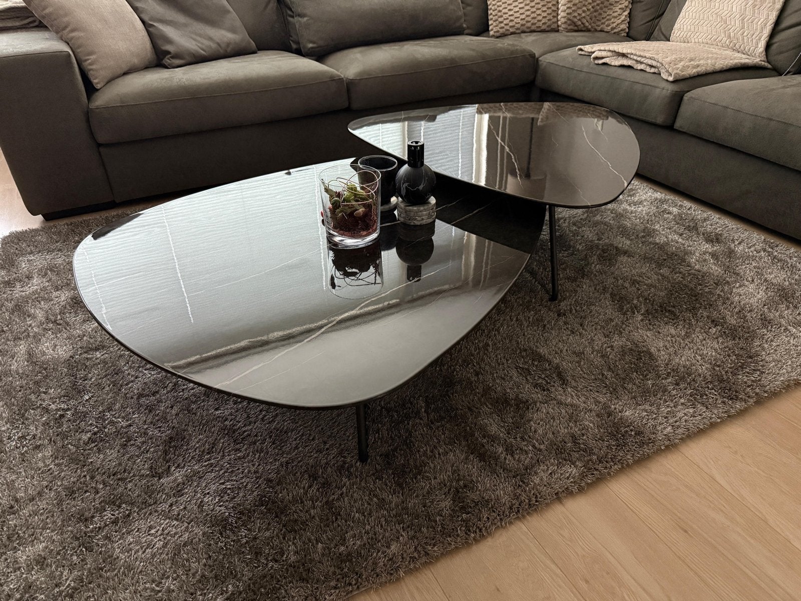 2 Eleonora marmerlook salontafels - zwart/antraciet, Huis en Inrichting, Ophalen, Overige materialen, 100 tot 150 cm, 50 tot 100 cm