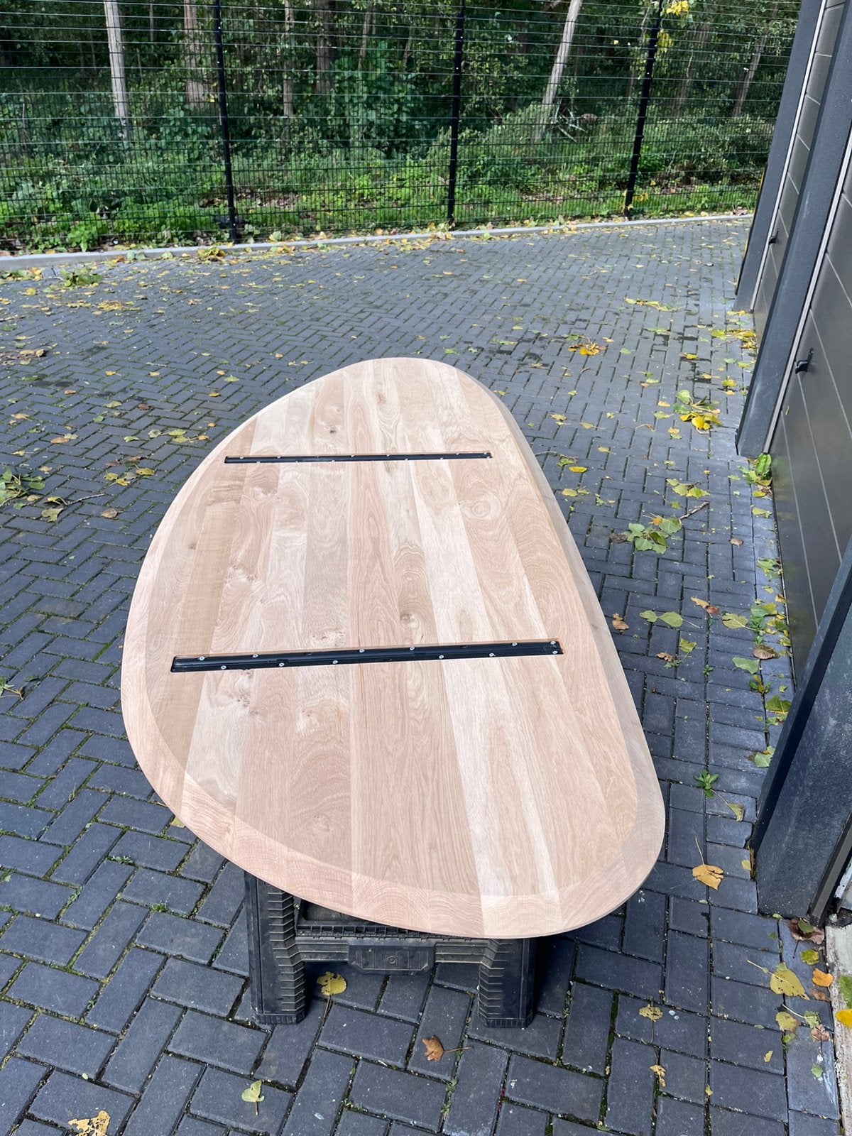 Organische Kiezel eettafel 240x100x3 verjongd eiken rustiek, Japandi organisch massief eiken tafel rustiek, Eikenhout, Vijf personen of meer