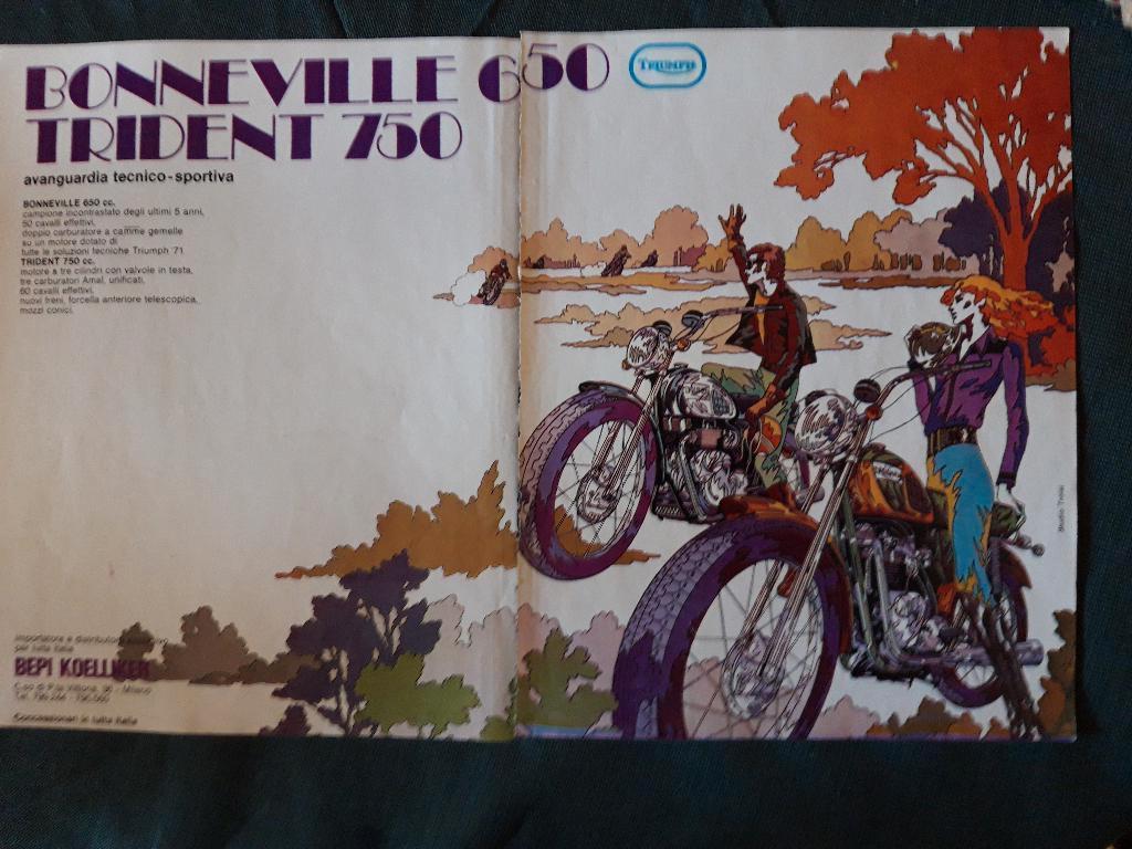 Triumph Bonneville 650 & Trident 750, originele advertentie, Ophalen of Verzenden, Zo goed als nieuw, Motoren