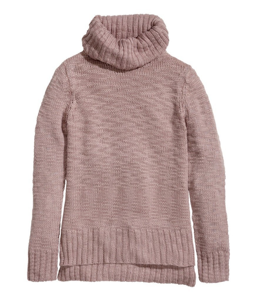 H&M poeder roze gebreide wollen trui coltrui wintertrui XS, H&M, Nieuw, Ophalen of Verzenden, Roze