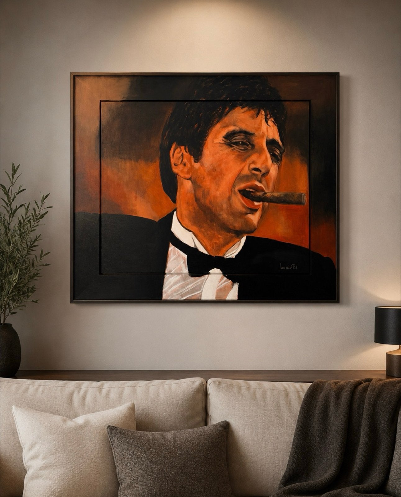 Groot schilderij van Van der Pol - 121x141 cm, Ophalen, Portret, Textiel, Gesigneerd