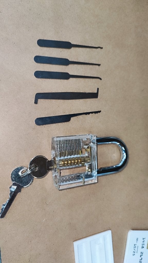 Transparant oefenslot met lockpick set, Ophalen of Verzenden, Zo goed als nieuw