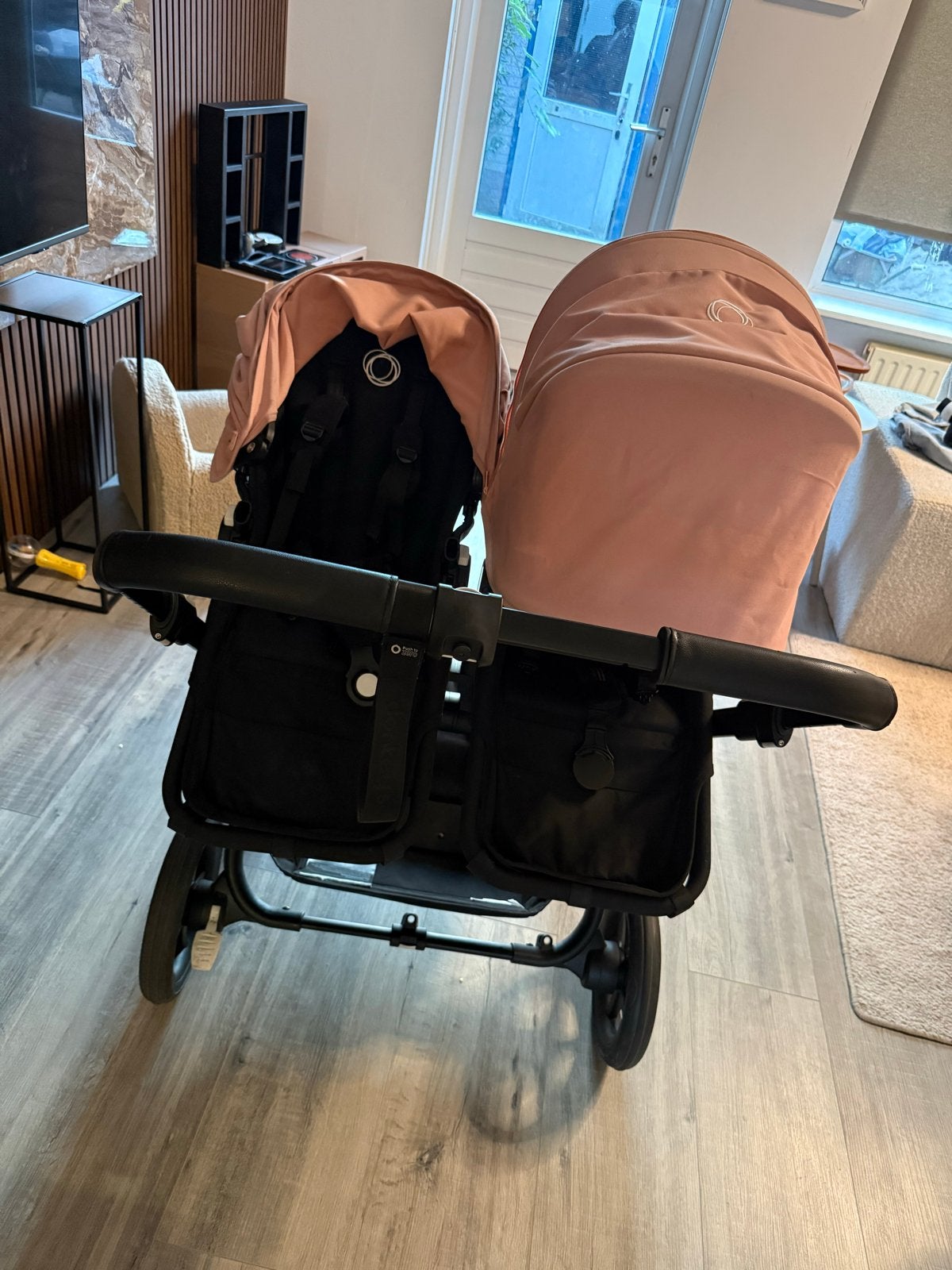 Bugaboo Donkey5 Duo Black/Midnight Black / morning pink, Ophalen, Gebruikt, Combiwagen, Duowagen
