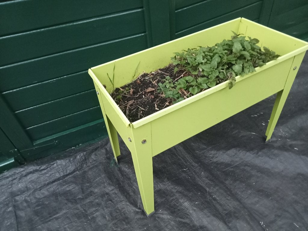 KRUIDENBAK KWEEKBAK PLANTENBAK METAAL GROEN/GEEL CITROENMELI, Tuin en Terras, Kweekspullen, Ophalen, Gebruikt, Kweekbak