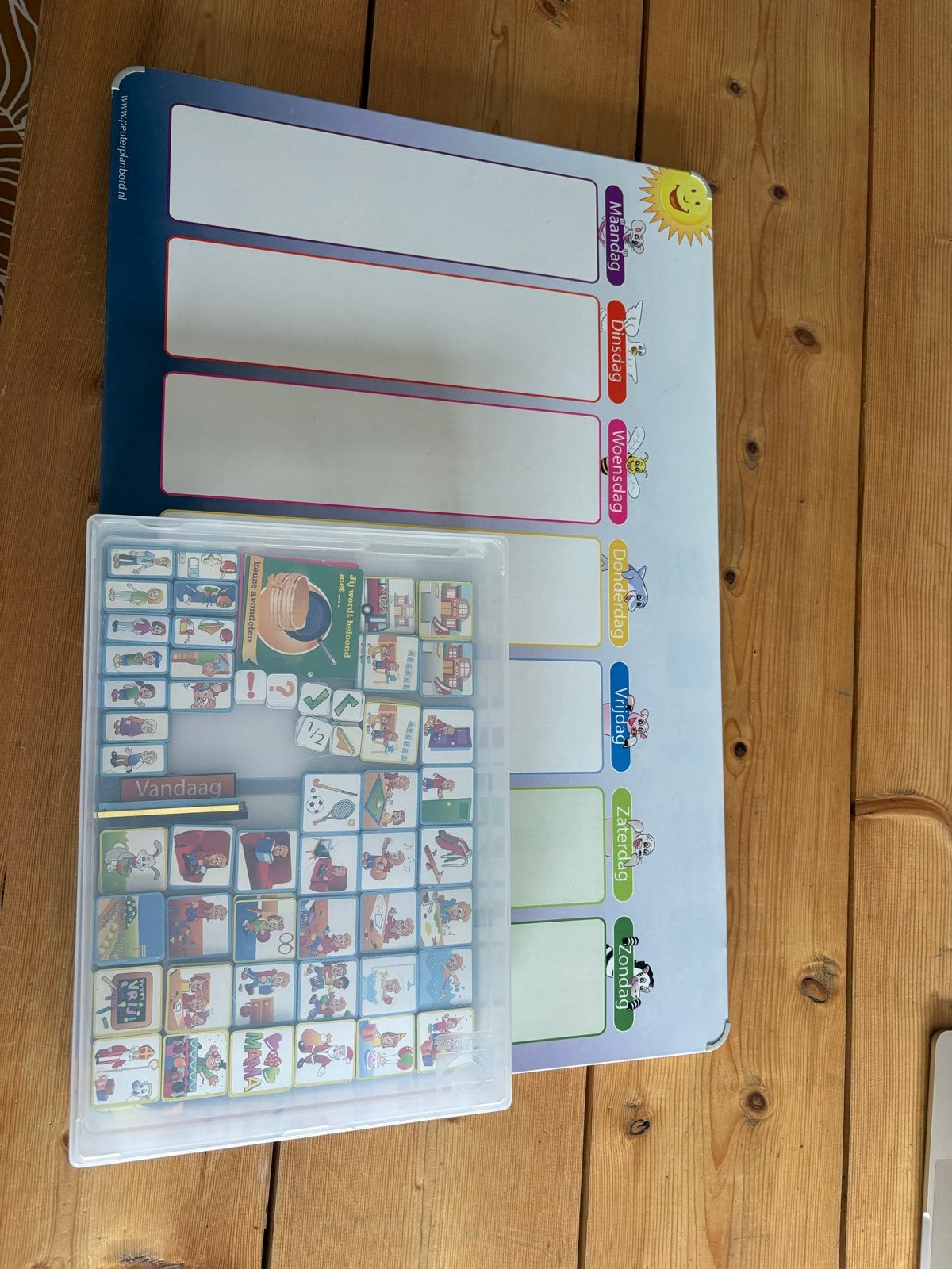 Peuterplanbord met magneten en dagritmekaartjes, Ophalen of Verzenden, Gebruikt, Ontdekken