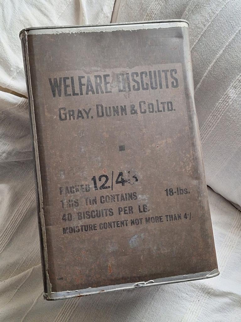 Welfare Biscuits blik 18- Lbs  Gray, Dunn & Co. Ltd 12 / 43, Verzenden, Overige soorten, Engeland, Overige typen