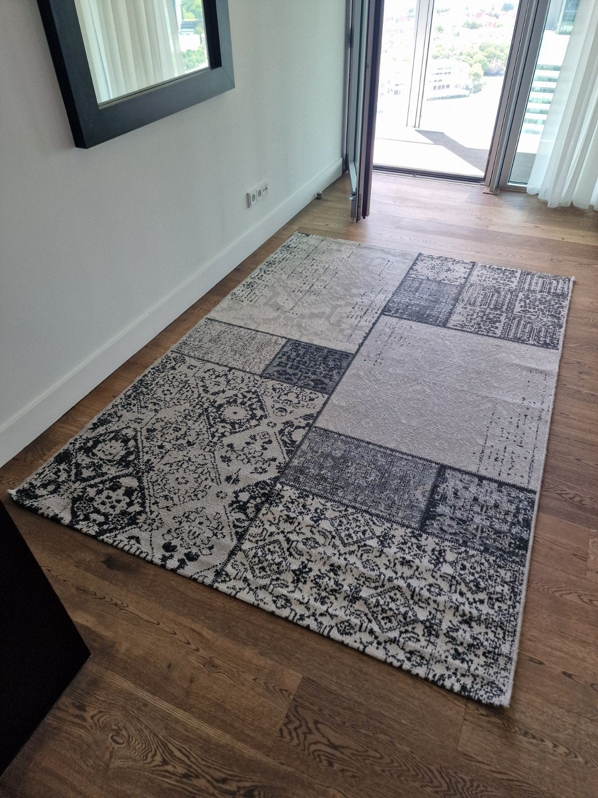 Modern Patchwork Vloerkleed - Grijs/Zwart, 160x230 cm, Modern Patchwork, 150 tot 200 cm, 200 cm of meer, Ophalen of Verzenden