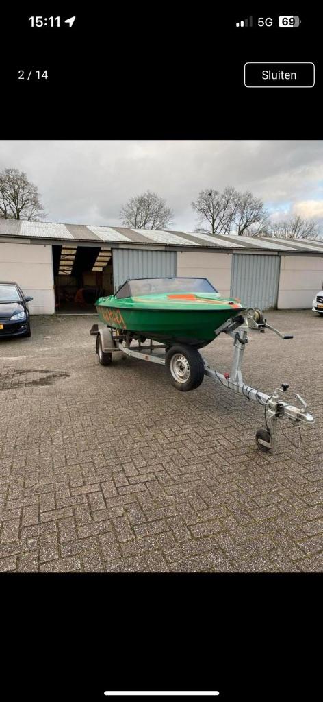 Fletcher speedboot Yamaha motor 2 takt 75pk, Watersport en Boten, Ophalen, 6 meter of meer, 70 tot 120 pk, Zo goed als nieuw