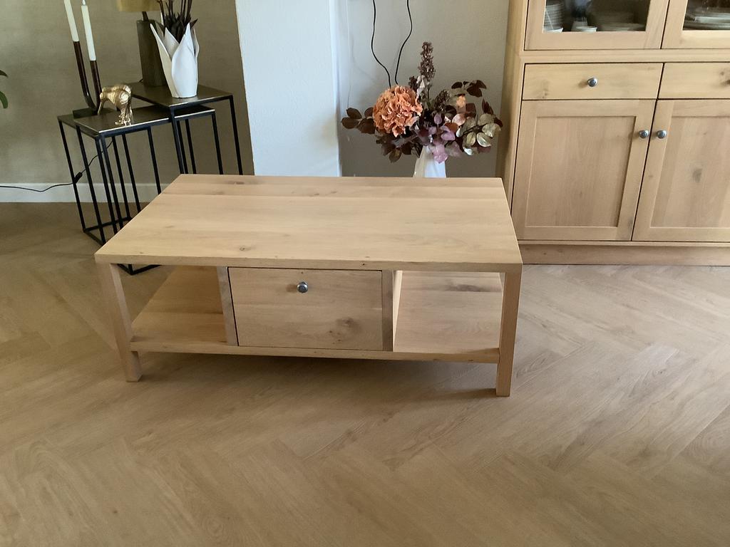 Salontafel massief blank eiken, Huis en Inrichting, Kasten | Televisiemeubels, Ophalen, 50 tot 100 cm, Zo goed als nieuw, Minder dan 100 cm