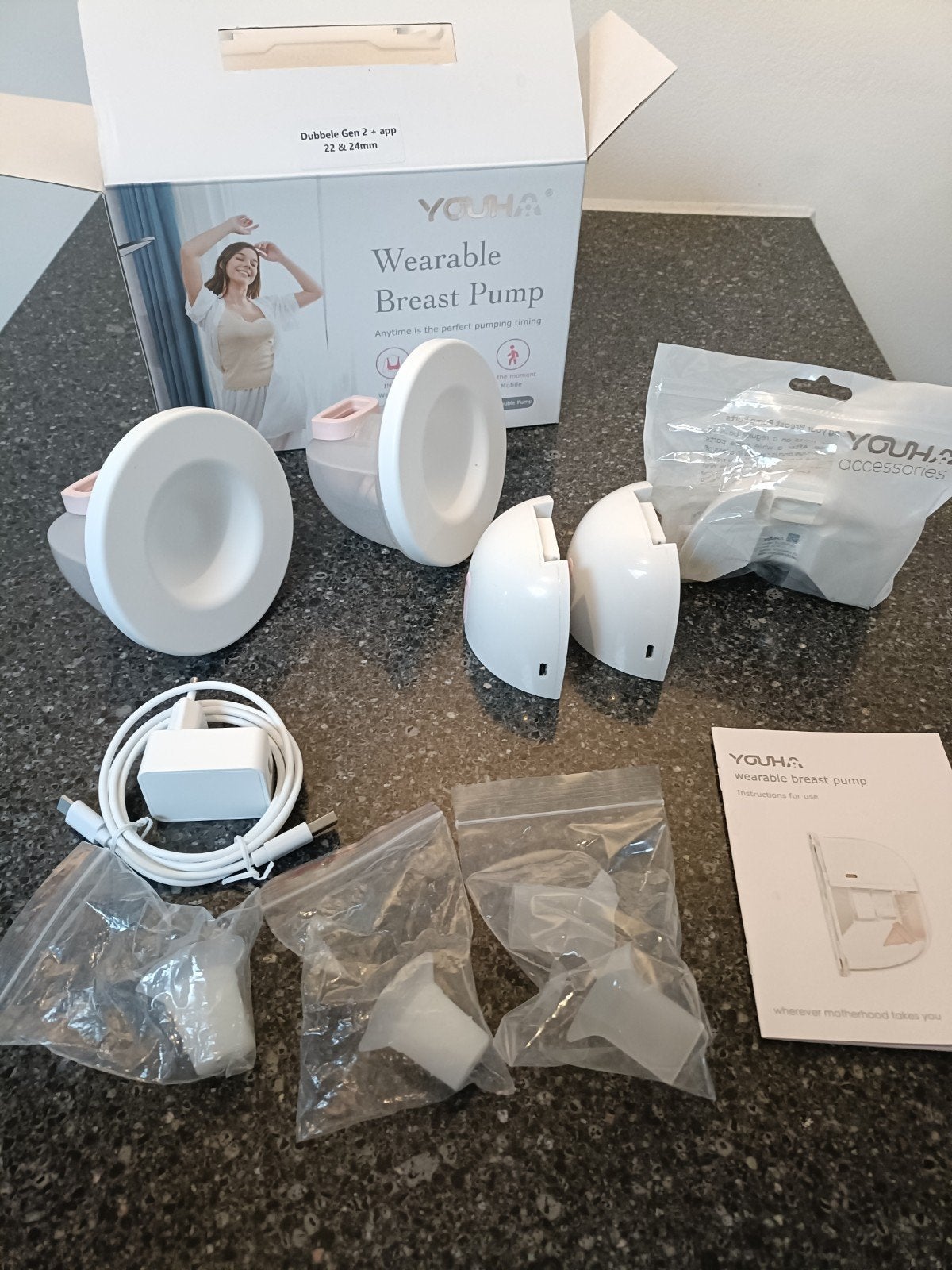 Draagbare borstpomp van YOUHA voor in de bh + extra batteri, Ophalen of Verzenden, Zo goed als nieuw