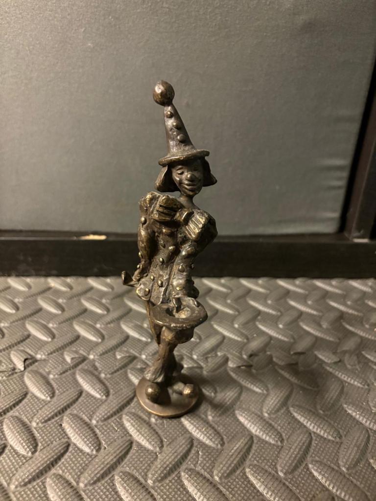 Vintage Bronzen Harlekijn Beeldje - Klein en Gedetailleerd, Ophalen of Verzenden