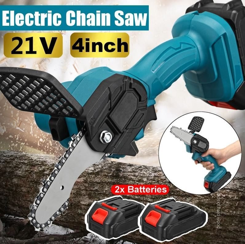 4 inch Elektrische Accu Motorzaag Kettingzaag 550W + 2x Accu, Ophalen of Verzenden, Nieuw