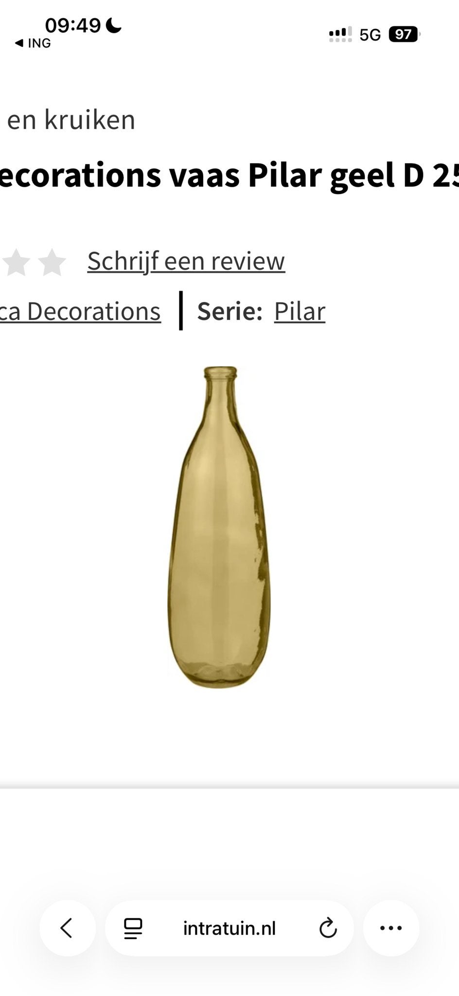 2 okergele MICA vazen - Pilar serie, Ophalen, Nieuw, Geel, Glas