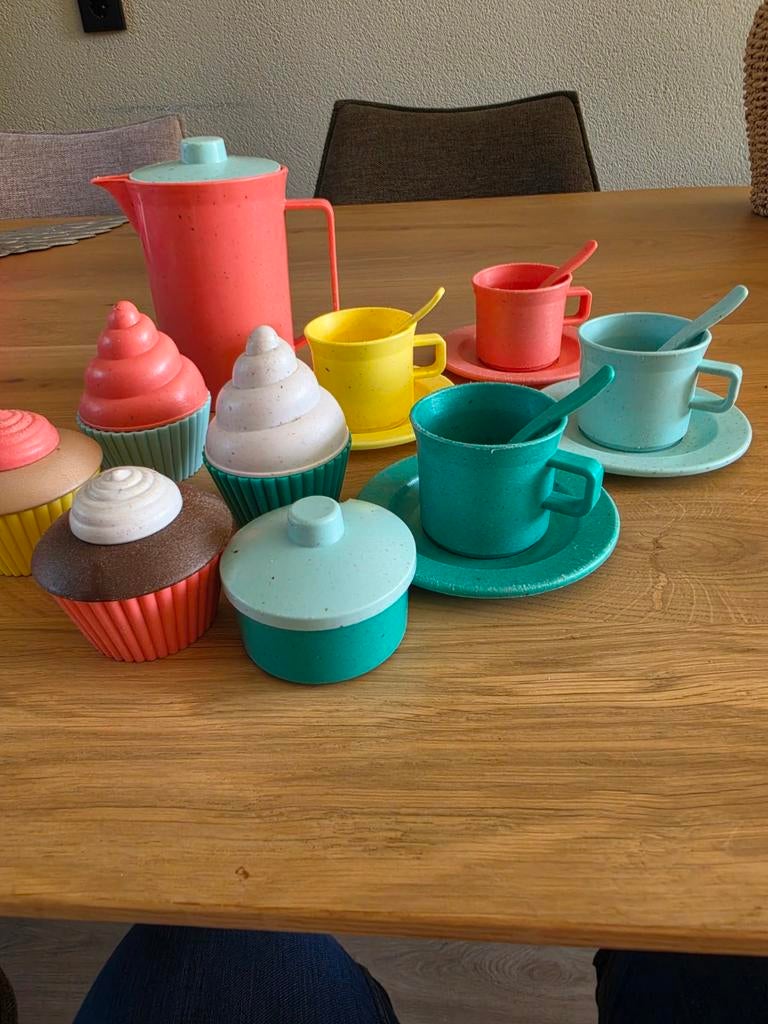 Hema koffie/thee servies met cupcakes - Dantoys, Ophalen of Verzenden, Gebruikt, Overige typen