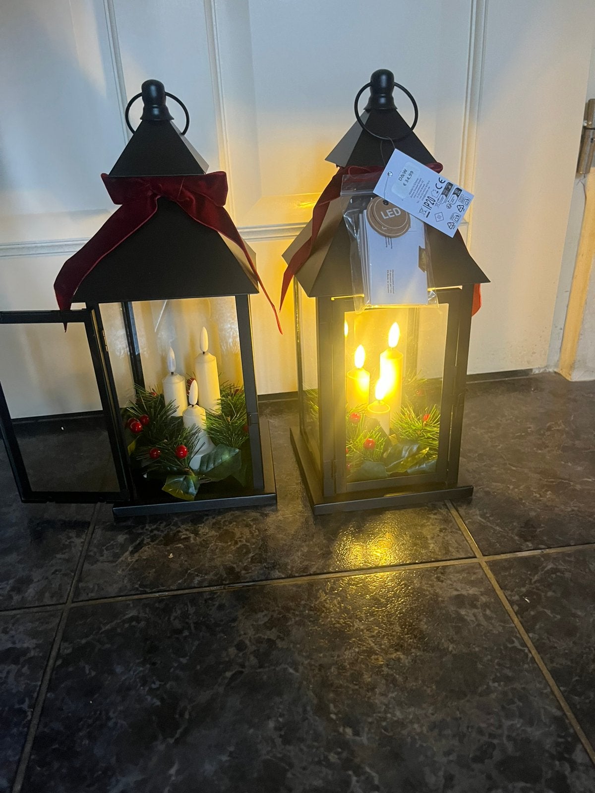 Lantaarn Zwart met  verlichting  35 cm hoog, Ophalen of Verzenden, Nieuw