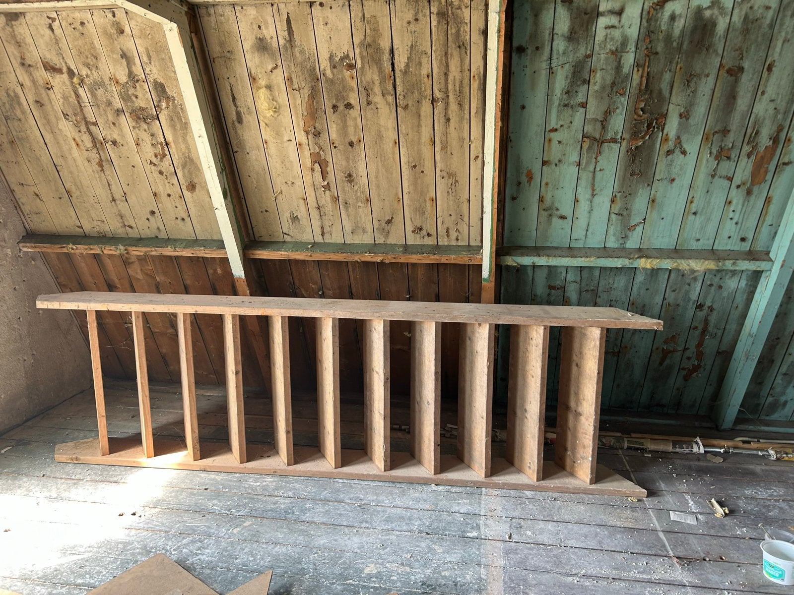 Stevige houten trap voor zolder of vide, 243x285 cm, Doe-het-zelf en Verbouw, Ladders en Trappen, Ophalen, Gebruikt, Trap, 2 tot 4 meter