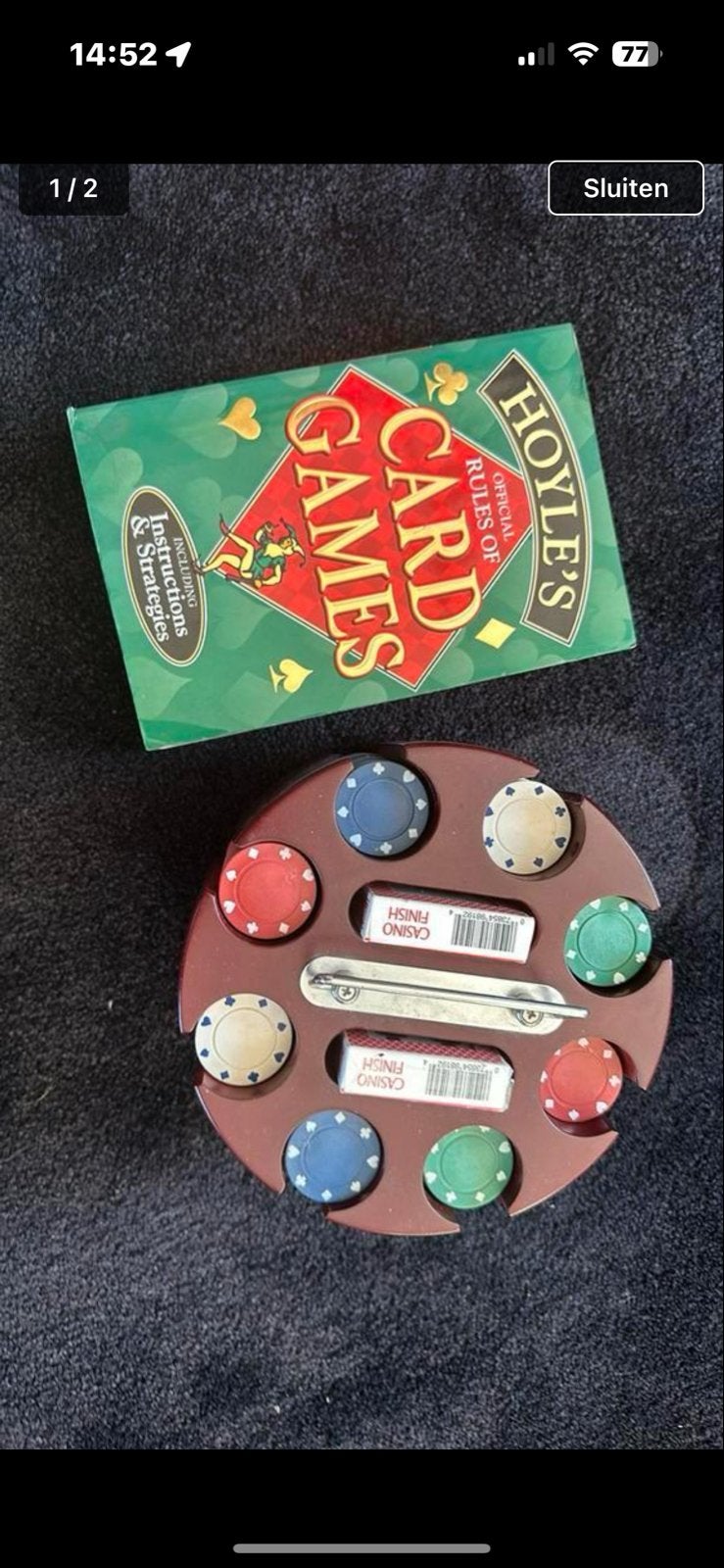 Hoyle's Card Games Boek & Poker Set, Een of twee spelers, Ophalen of Verzenden, Gebruikt