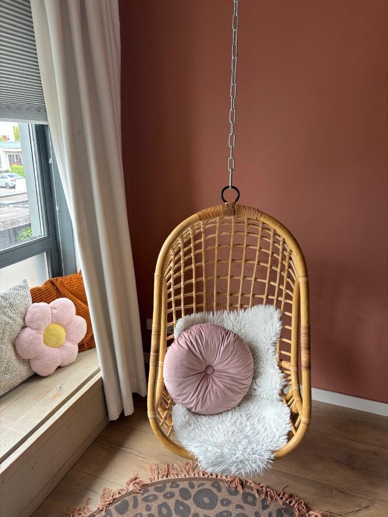 Hangstoel voor Kinderen Licht Rotan, Huis en Inrichting, Stoelen, Ophalen, Bruin, Zo goed als nieuw, Metaal