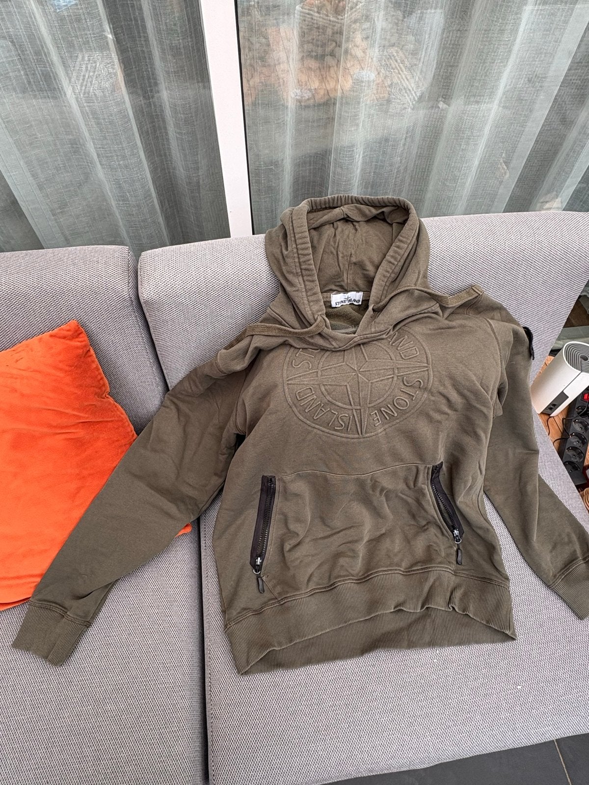 Stone Island Hoody met logo en ritsen, Ophalen of Verzenden, Gedragen, Maat 48/50 (M), Groen