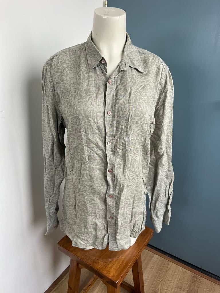 Ted baker grijs linnen blouse 4 bladeren motief, Maat 38/40 (M), Ophalen of Verzenden, Zo goed als nieuw, X