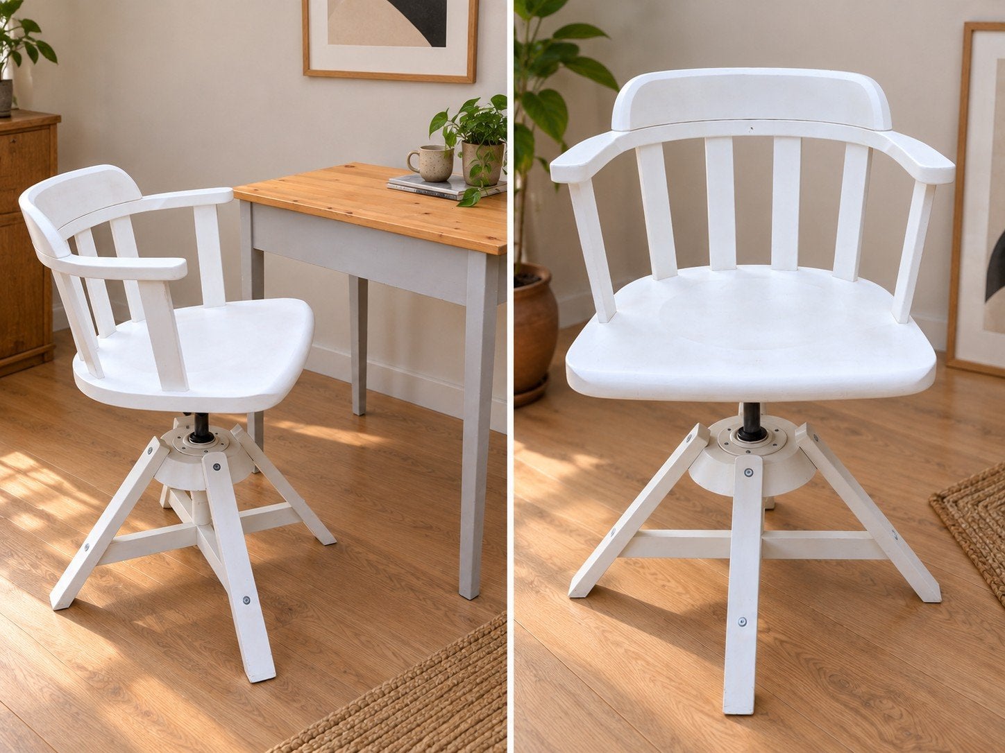 IKEA Laptoptafel + Witte Houten Draaistoel - Compacte Set, Huis en Inrichting, Ophalen, Niet van toepassing, Wit, Niet van toepassing
