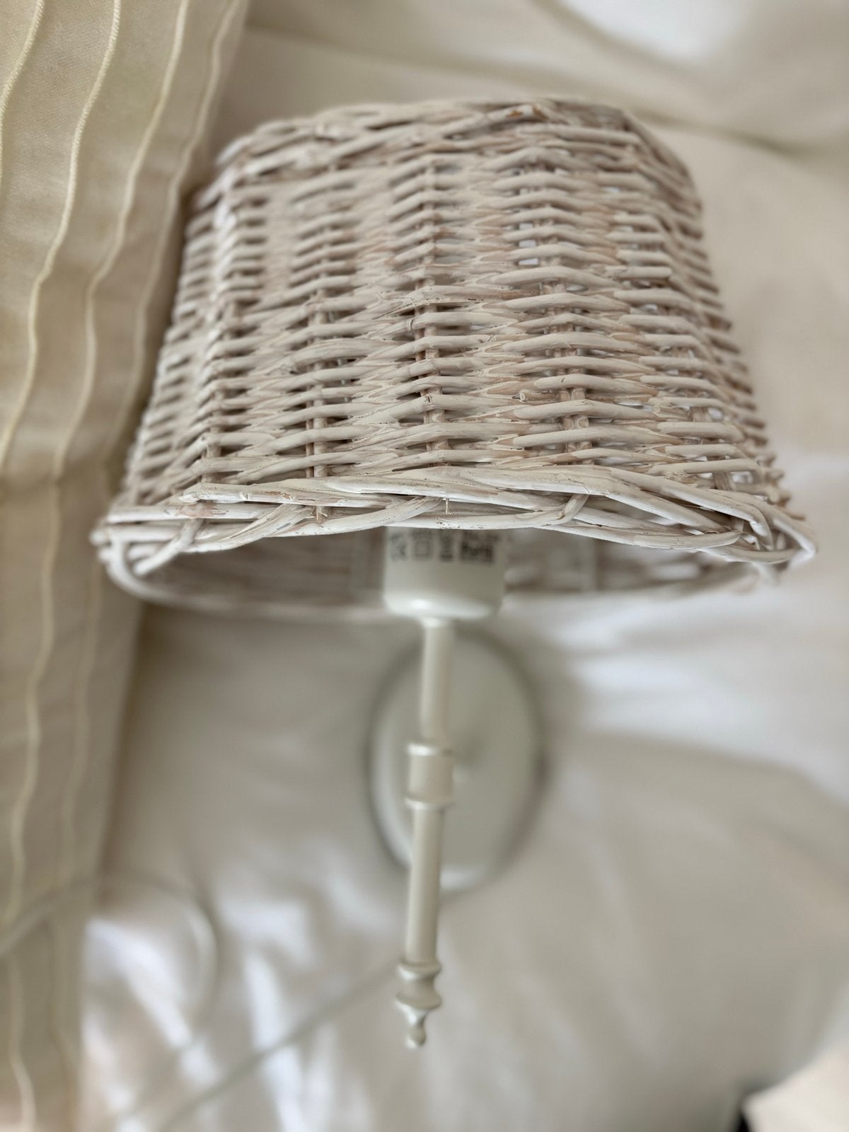 Witte rieten wandlamp - Light Makers E27, Ophalen, Gebruikt