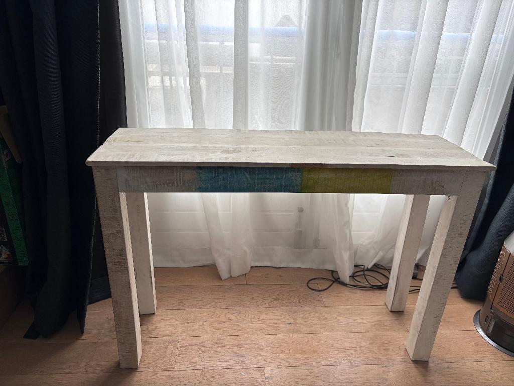Wandtafel ruw mangohout wit, Huis en Inrichting, Ophalen, 100 tot 150 cm, Zo goed als nieuw, Overige houtsoorten