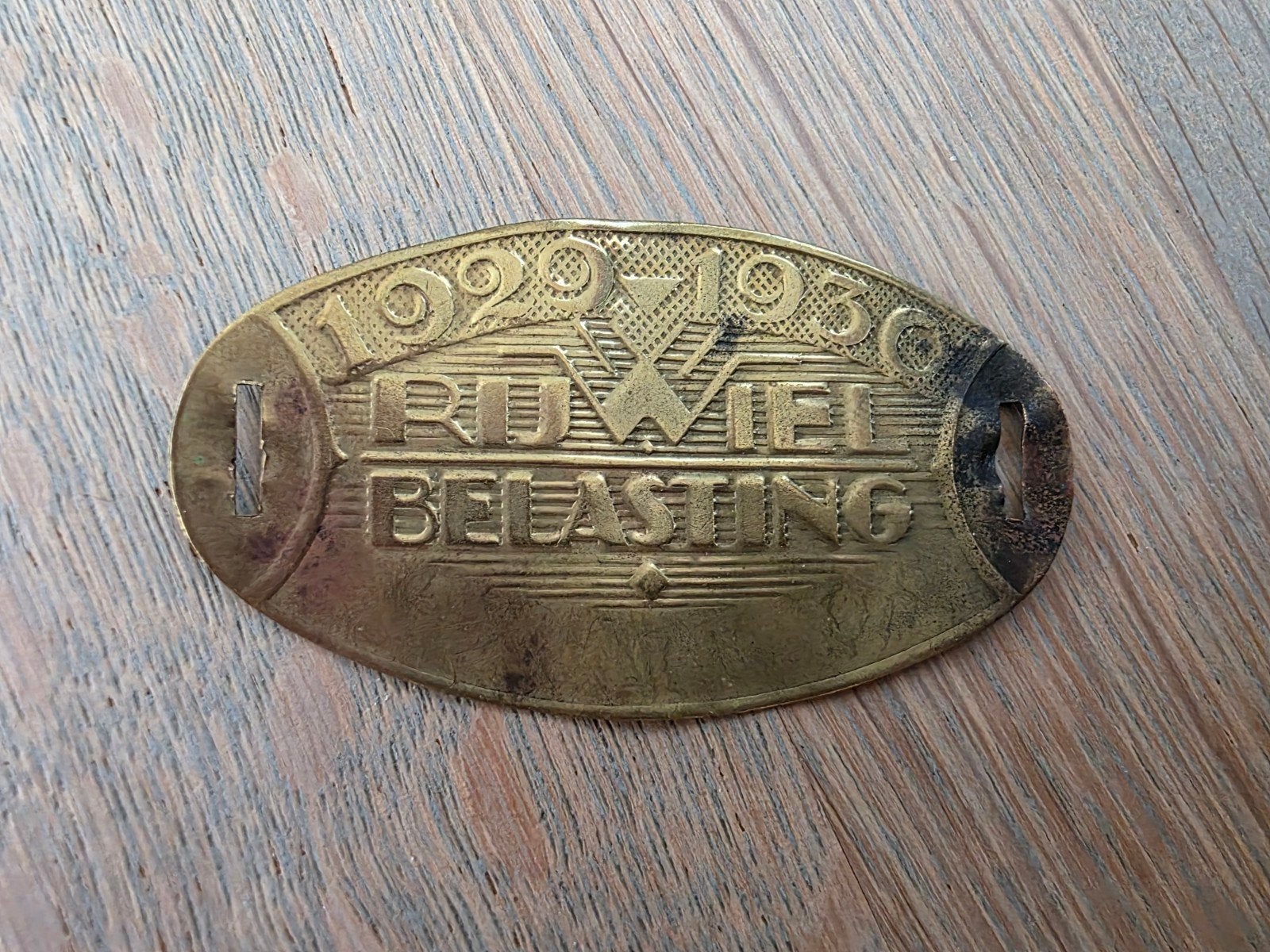Rijwielbelasting plaatje 1929. 1930, Ophalen of Verzenden, Overige materialen