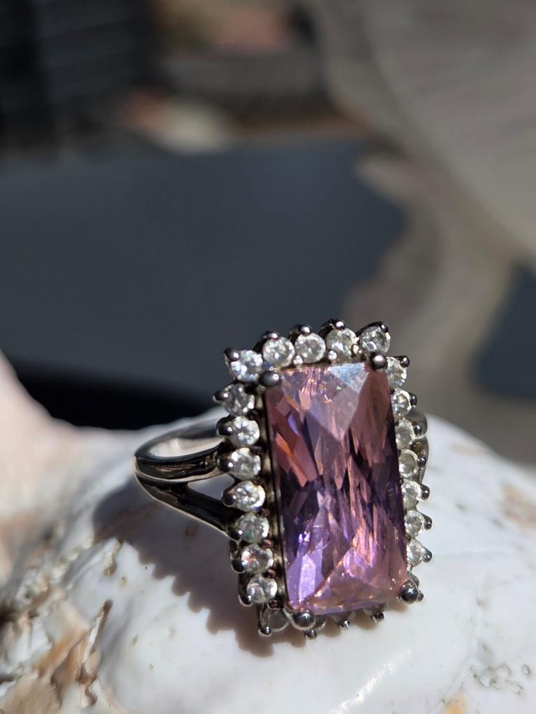 Zilveren beauty met roze steen, Ophalen of Verzenden, Roze, Zilver, Dame