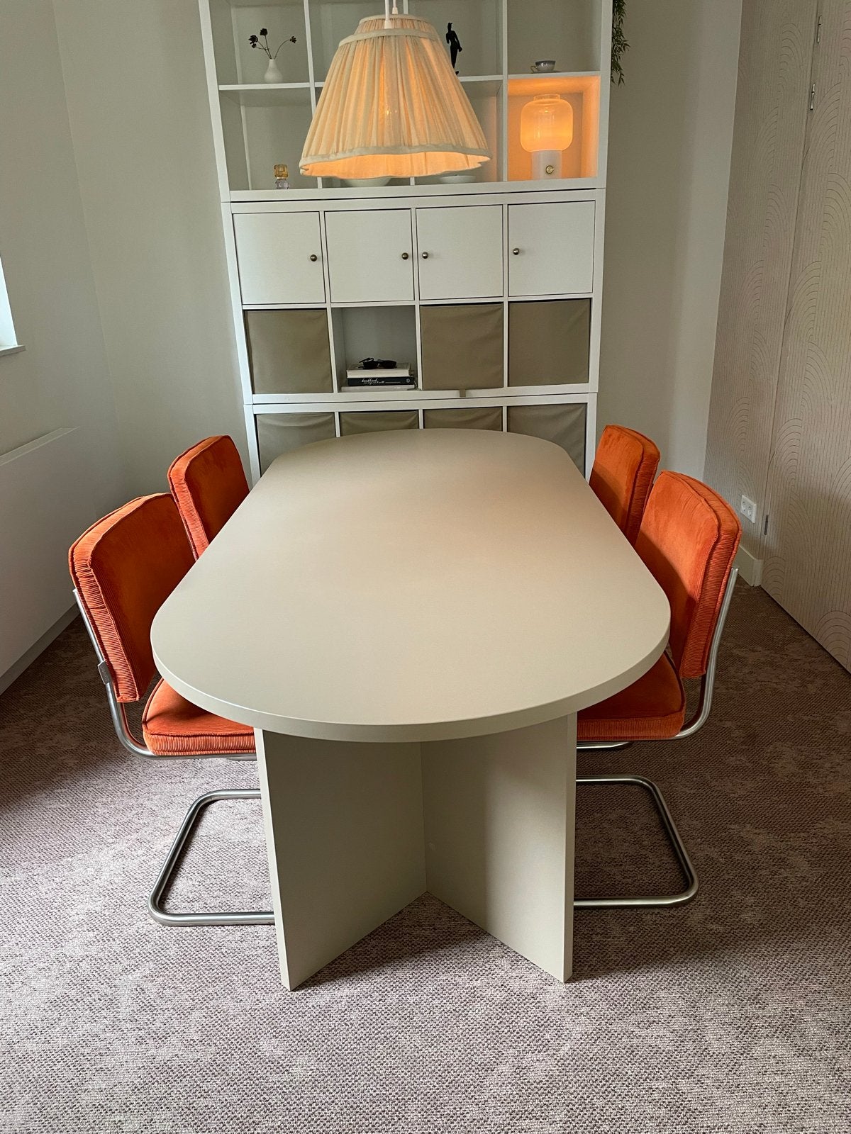 Eettafel ovaal 203 x 90cm en 75cm hoog, kleur cappucino, Huis en Inrichting, Tafels | Eettafels, Ophalen, 200 cm of meer, 50 tot 100 cm