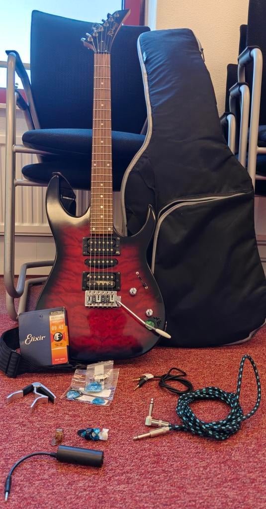 Rood Elektrische Gitaar + Set – Perfect voor Beginners, Ophalen of Verzenden, Zo goed als nieuw, Solid body, Overige merken