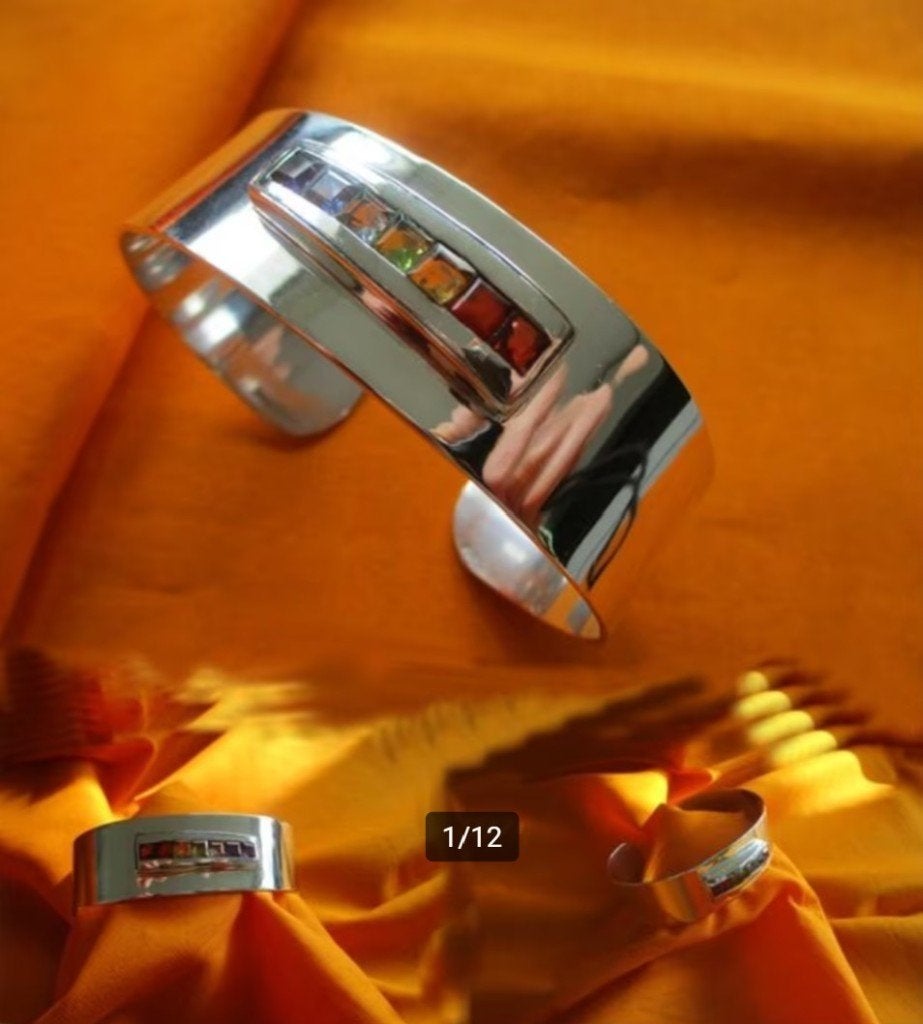 Mooie zilveren Chakra armband met 7 halfedelstenen, Verzenden, Nieuw, Met edelsteen, Zilver