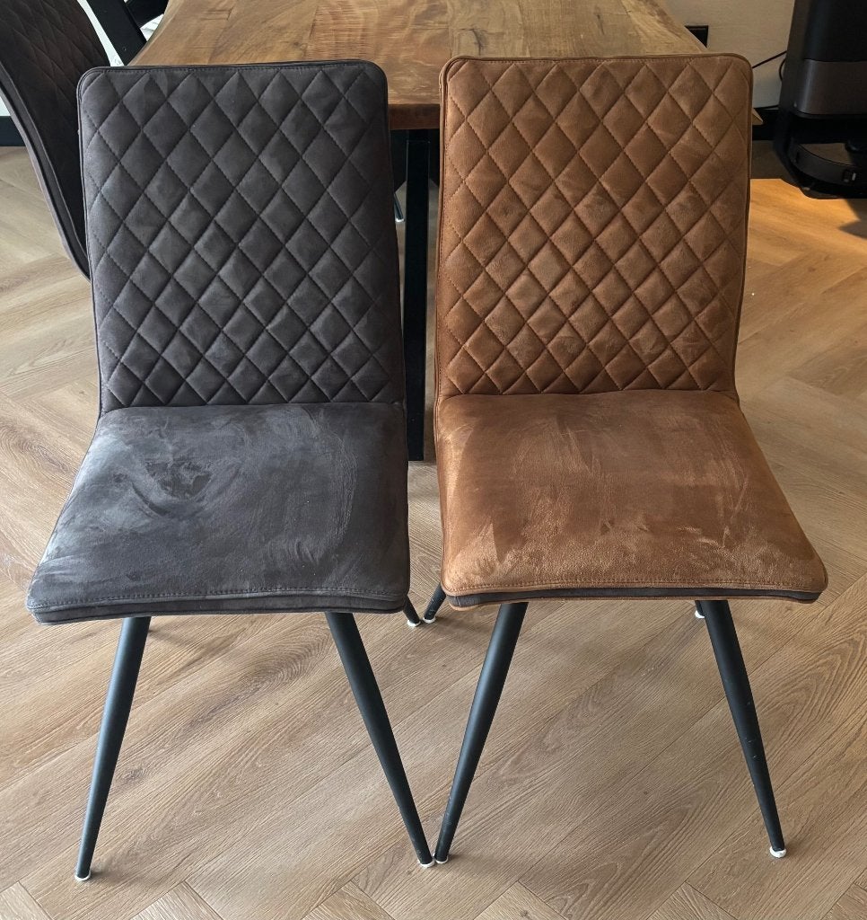 6 eetkamer stoelen, Huis en Inrichting, Stoelen, Gebruikt, Vijf, Zes of meer stoelen, Metaal, Stof, Overige kleuren, Ophalen