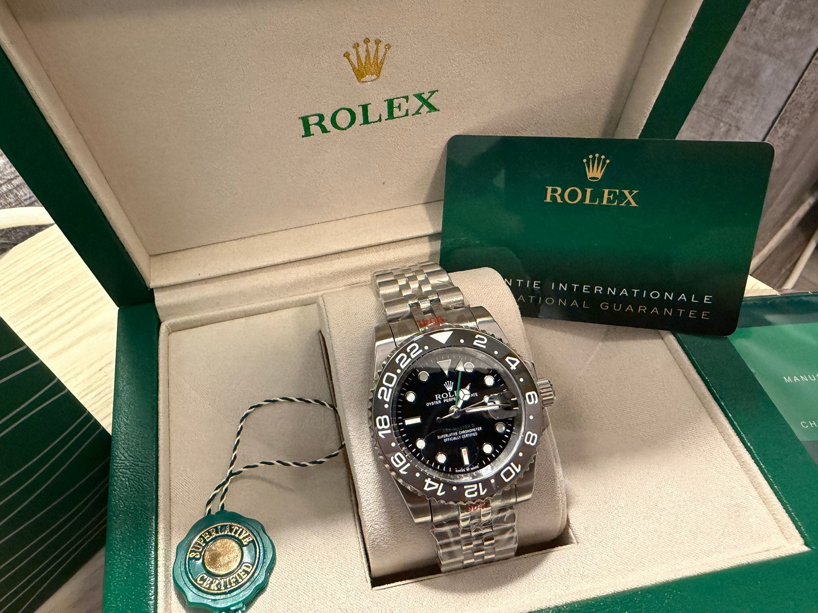 Rolex Bruce Wayne GMT-Master II   FULL set, Ophalen of Verzenden, Waterdicht, Nieuw, Zilver