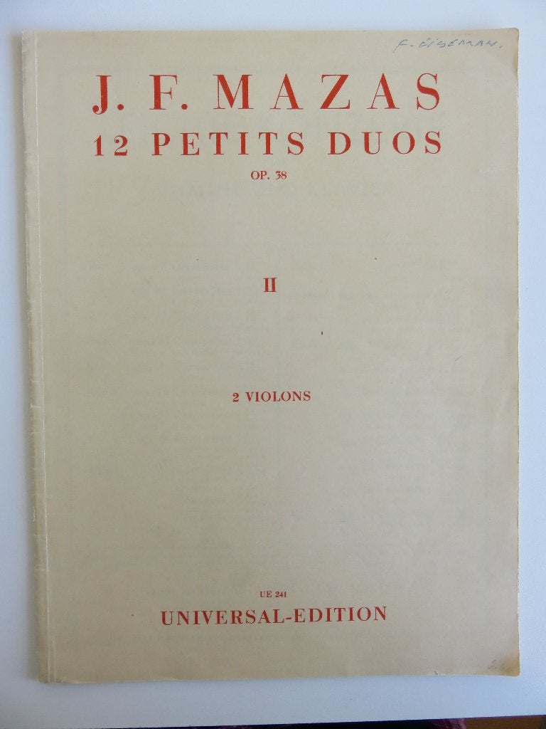 J.F. Mazas 12 Petits Duos Op. 38 II 2 violons, Muziek en Instrumenten, Bladmuziek, Gebruikt, Klassiek, Ophalen of Verzenden, Viool of Altviool