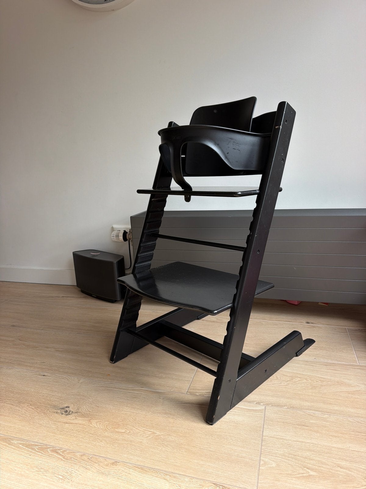 Stokke Tripp Trapp meegroeistoel - Zwart met baby set, Ophalen, Gebruikt, Meegroeistoel, Aanschuifbaar