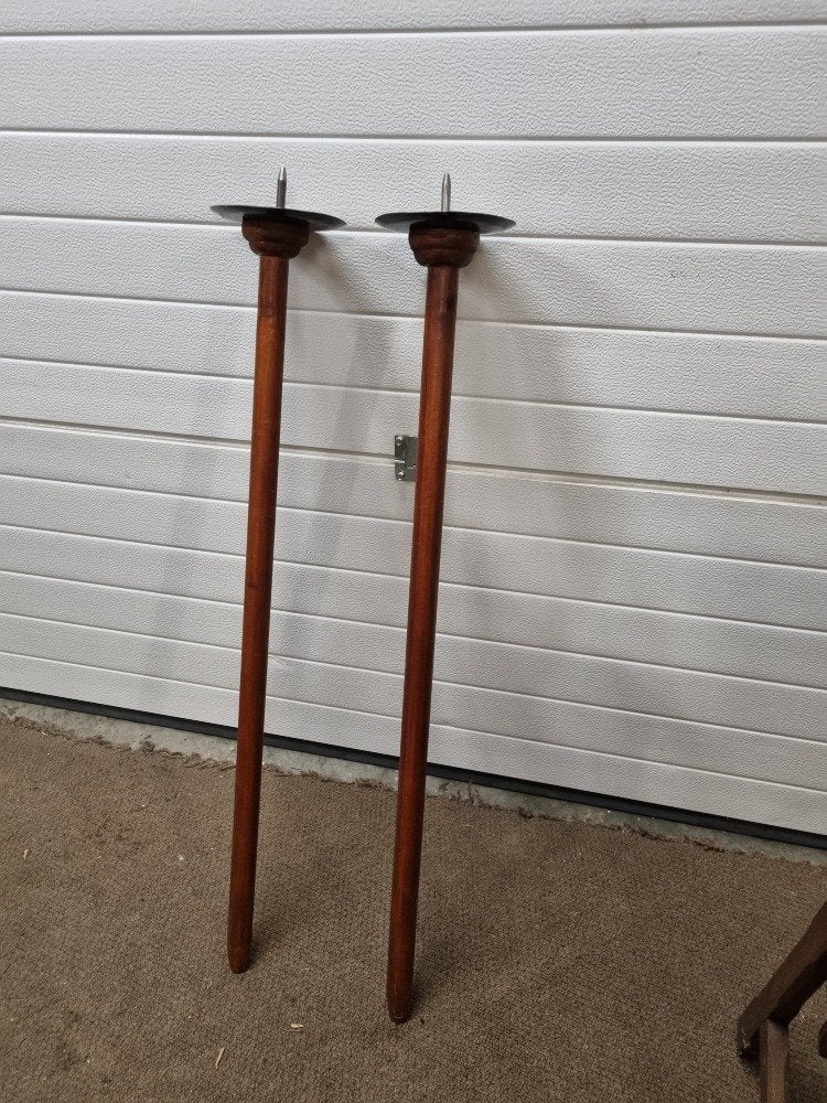 fakkel kerkkaars dragers antiek 2 stuks, Ophalen of Verzenden