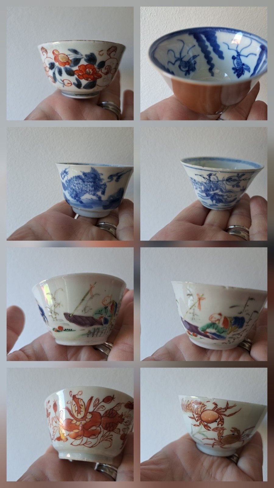 8 Antieke Chinese Porseleinen Kopjes, Antiek en Kunst, Antiek | Porselein, Ophalen