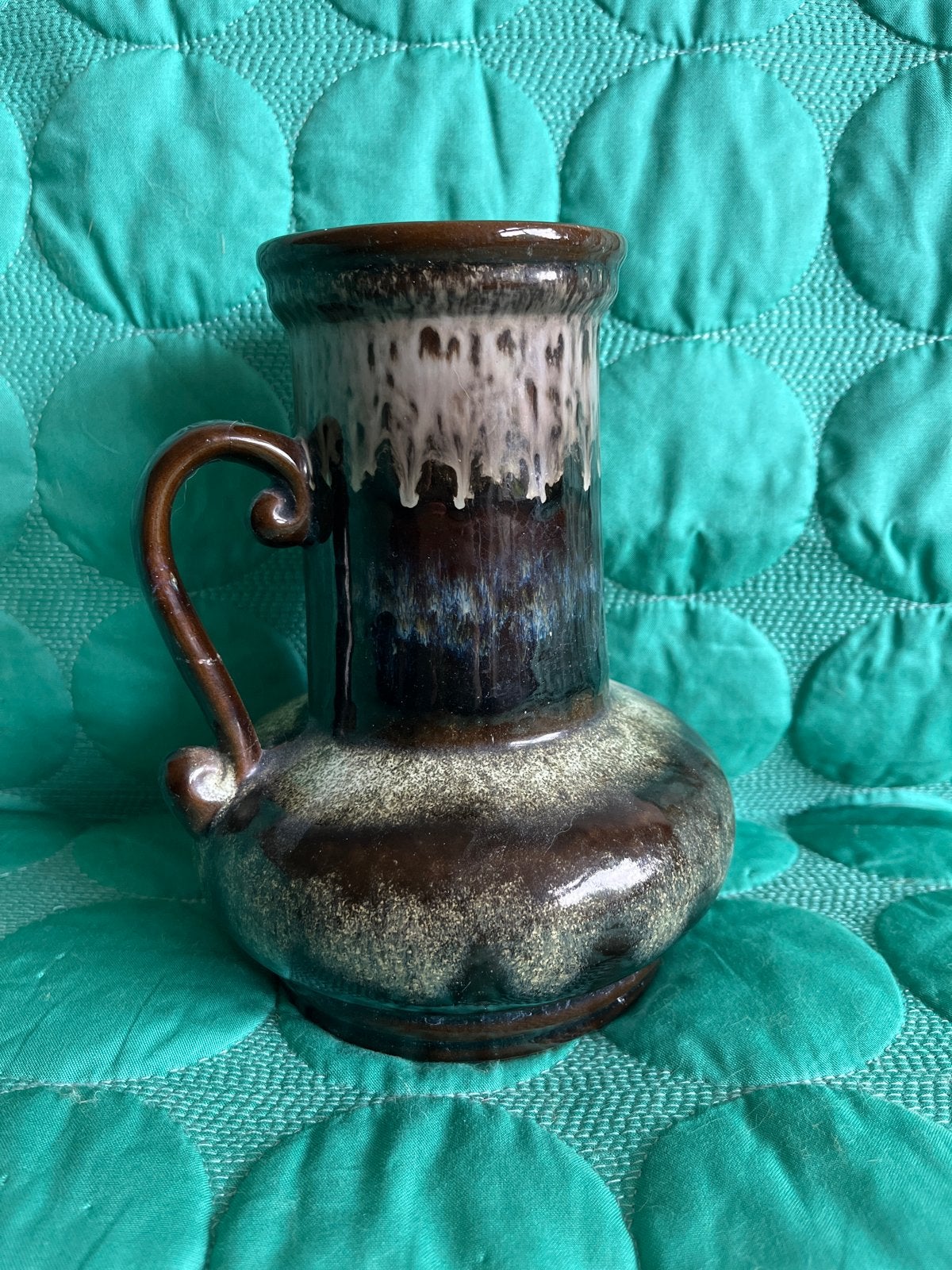 Vintage Strehla Keramiek Vaas - Bruin/Blauw Glazuur, Ophalen