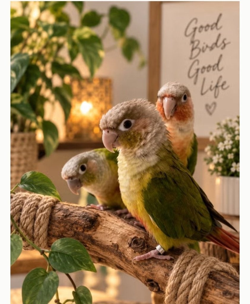 Pyrrhura's, Meerdere dieren, Parkiet, Pratend