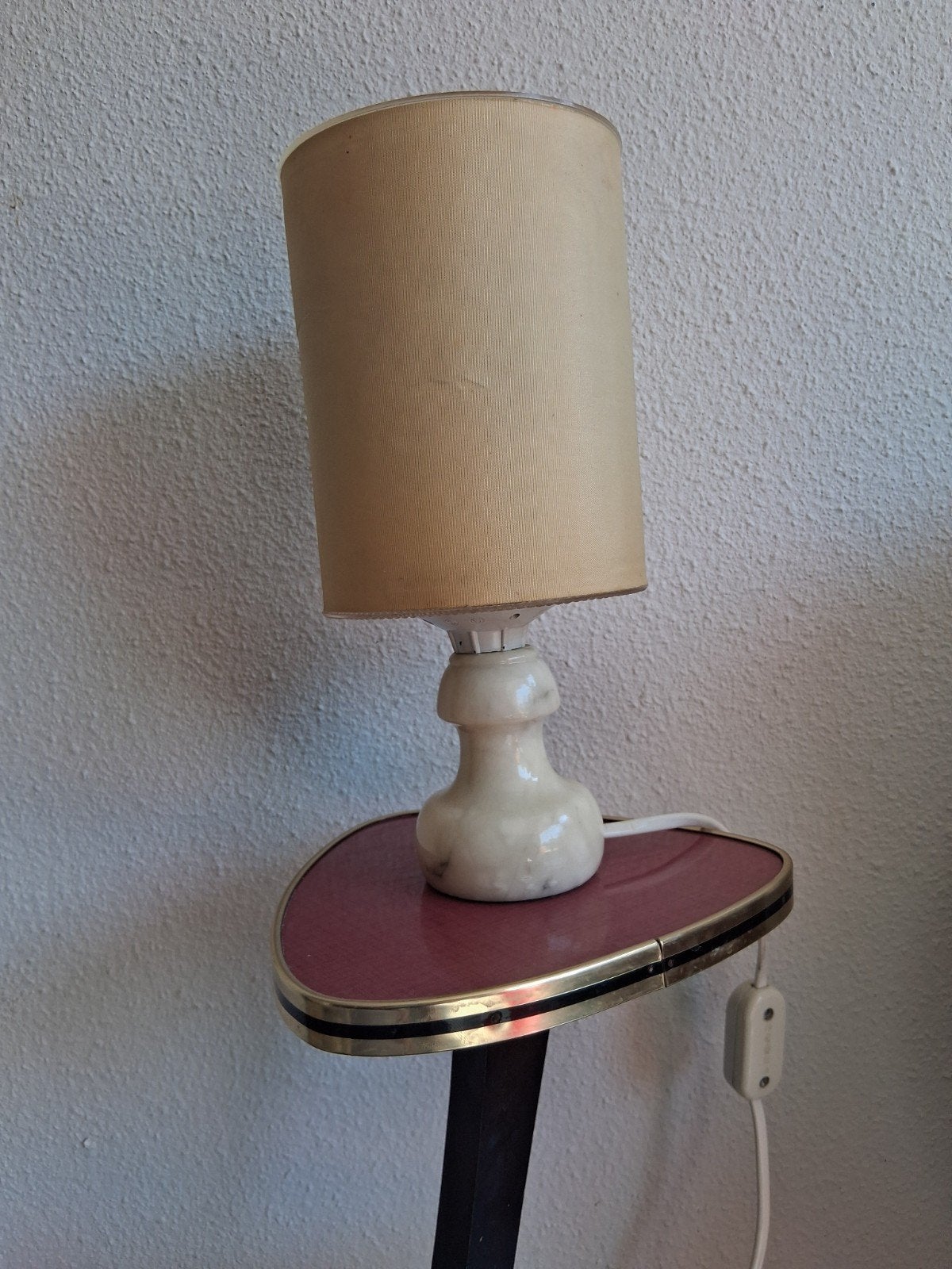 Prachtige Vintage Albasten Tafellamp – Jaren 70, Beige, Gebruikt, Vintage, Textiel