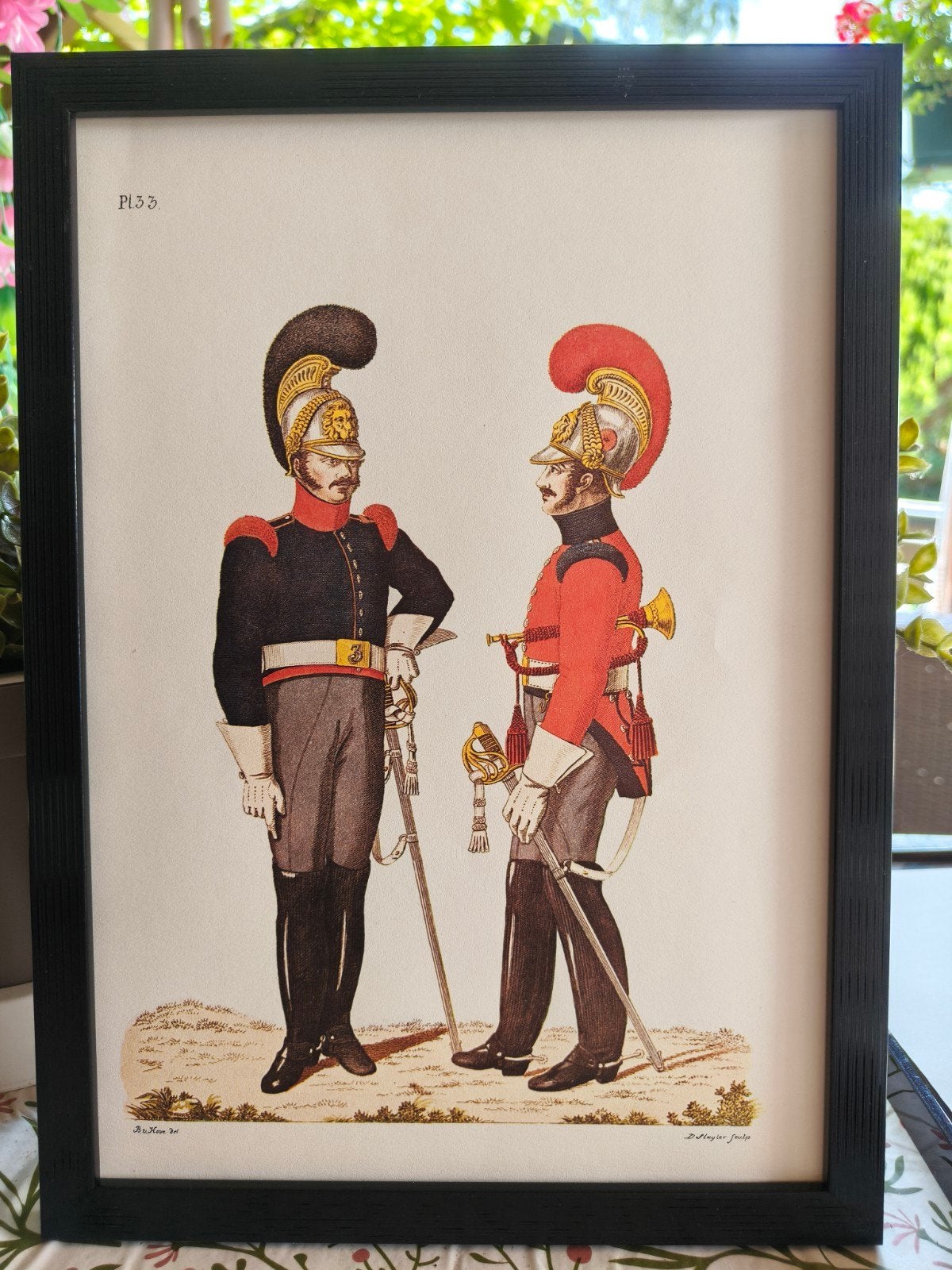 Kurassier en Trompetter te voet., Ophalen of Verzenden, Landmacht, Nederland, Foto of Poster