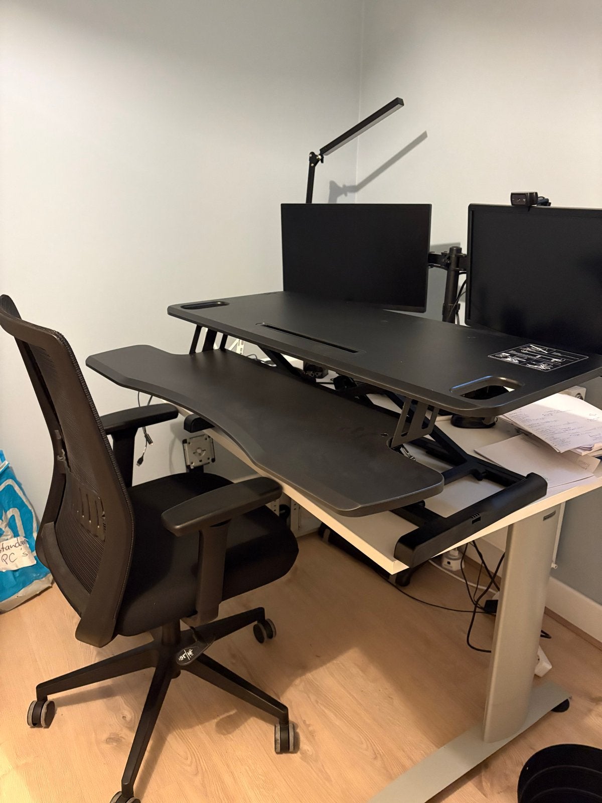 Verstelbaar bureau opzetstuk - Zit-sta werkplek, Ophalen, 96 cm, 63 cm, Zit-sta bureau