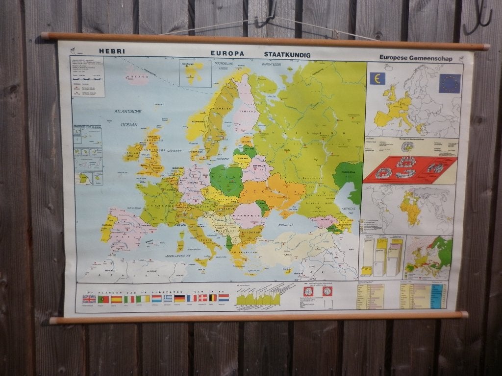 schoolkaart / wandkaart Europa staatkundig, Ophalen of Verzenden, Aardrijkskunde
