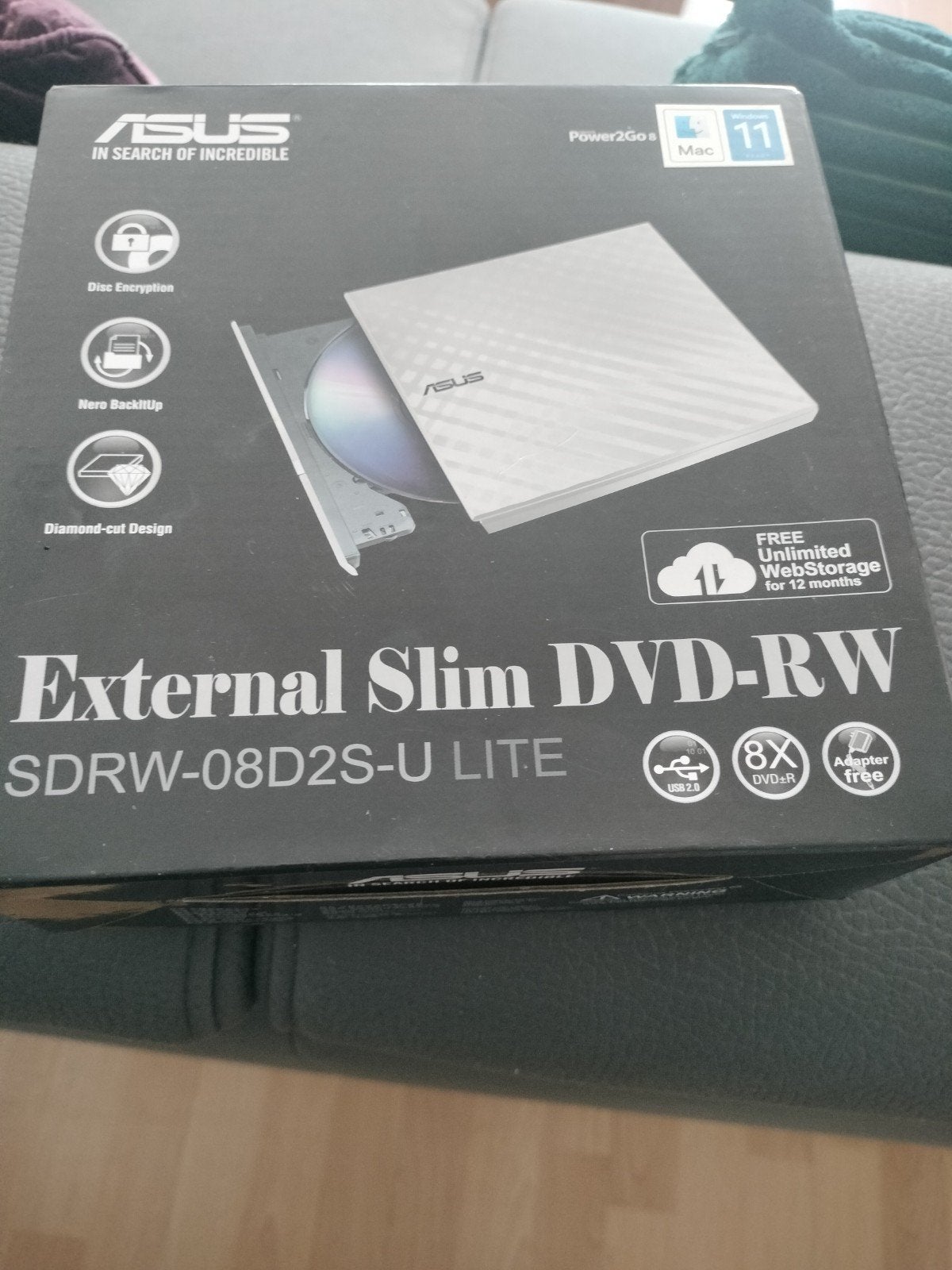 ASUS Externe Slimme DVD-RW SDRW-08D2S-U LITE, Dvd, Nieuw, Extern, MacOS