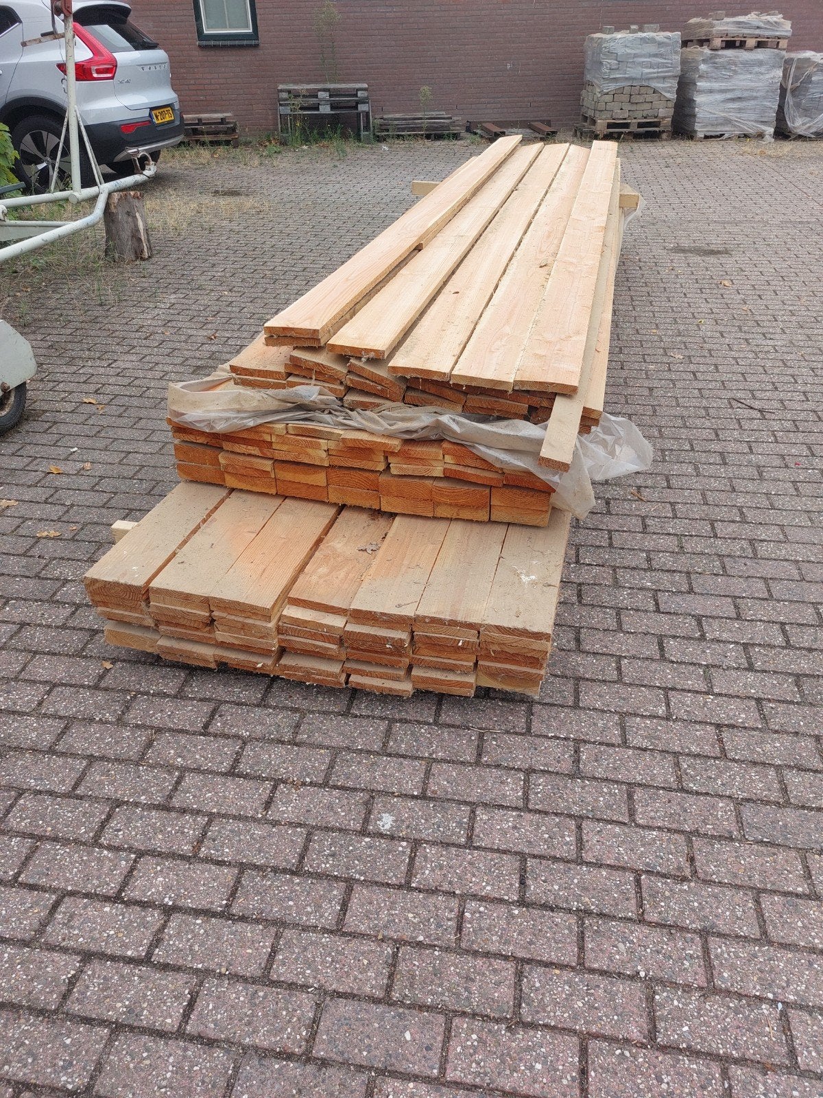 Partij DOUGLAS houten planken 2,5x15 cm en balken 5x15 cm, Ophalen, Gebruikt, 25 tot 50 mm, 200 tot 250 cm